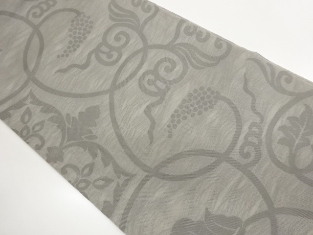 JAPANESE FUKURO OBI FOR SUMMER / WOVEN GRAPE ARABESQUE